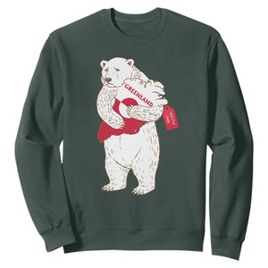Greenland Is Not For Sale Sweatshirt Greenland Bear Hug TS11 Dark Forest Green Print Your Wear