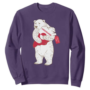 Greenland Is Not For Sale Sweatshirt Greenland Bear Hug TS11 Purple Print Your Wear