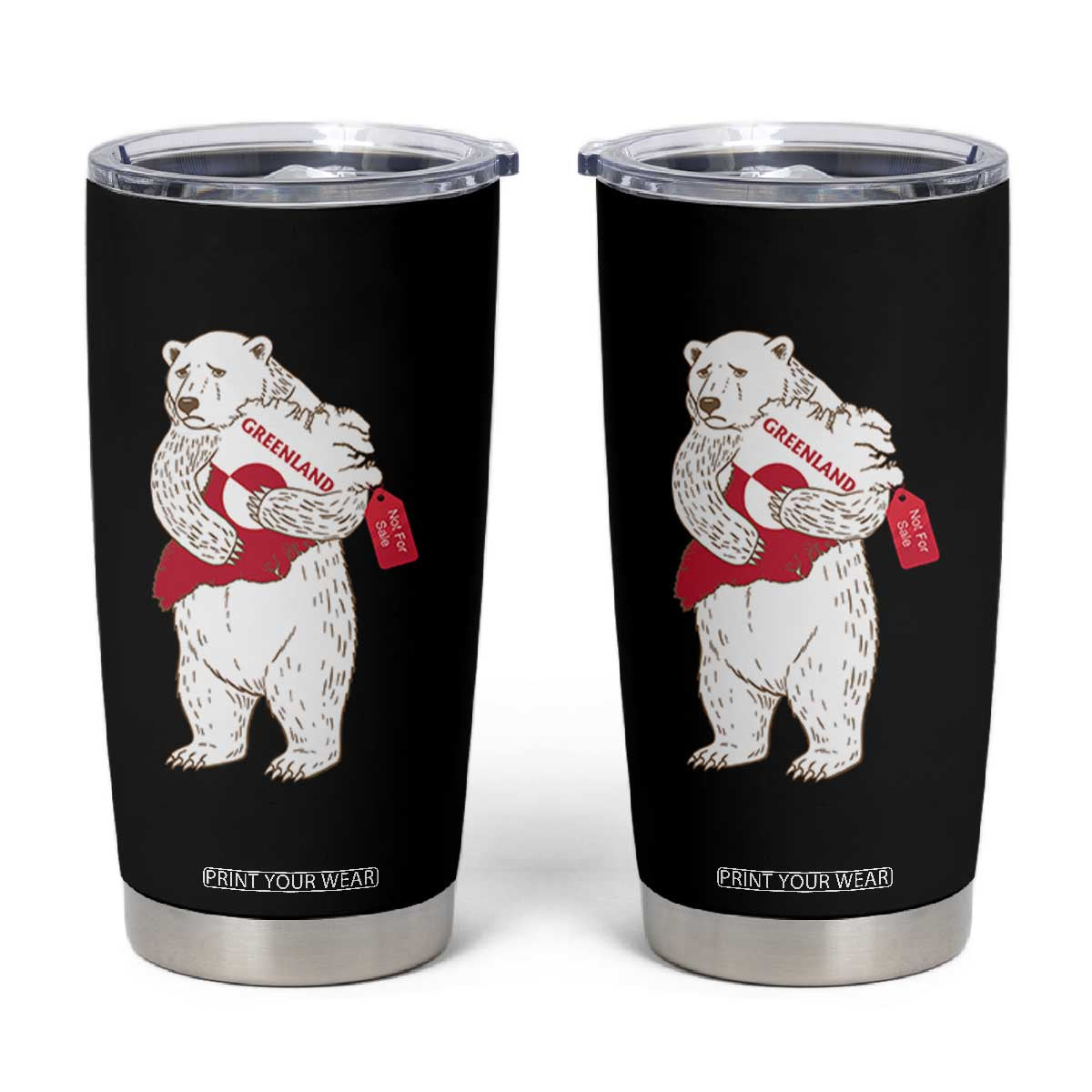 Greenland Is Not For Sale Tumbler Cup Greenland Bear Hug TS11 Black Print Your Wear