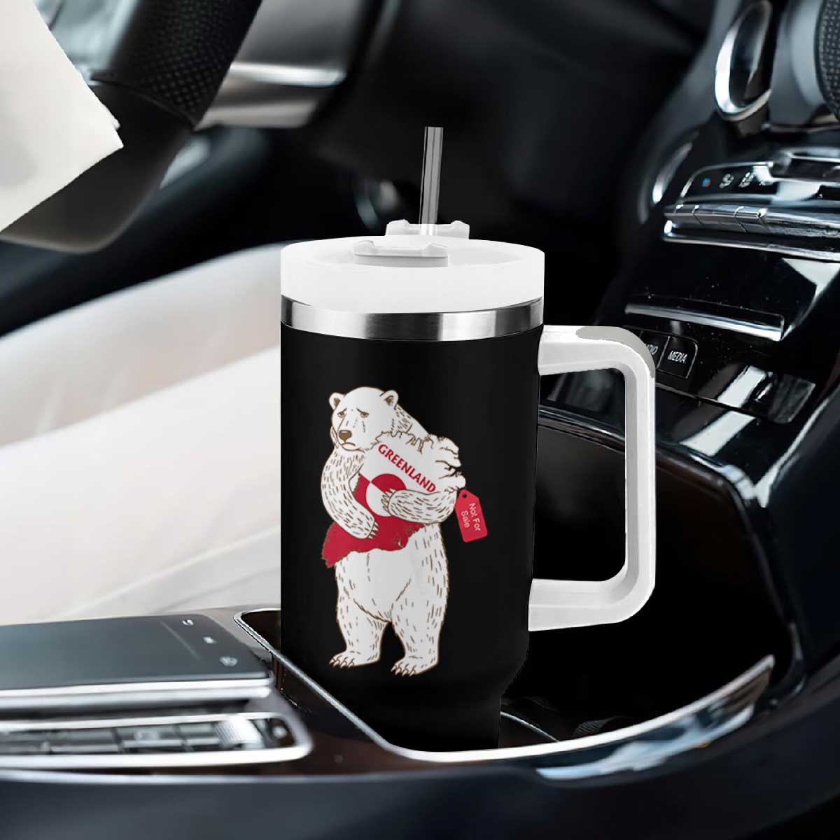 Greenland Is Not For Sale Tumbler With Handle Greenland Bear Hug TS11 Print Your Wear