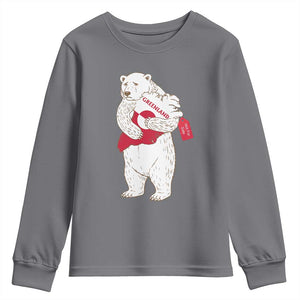 Greenland Is Not For Sale Youth Sweatshirt Greenland Bear Hug TS11 Charcoal Print Your Wear