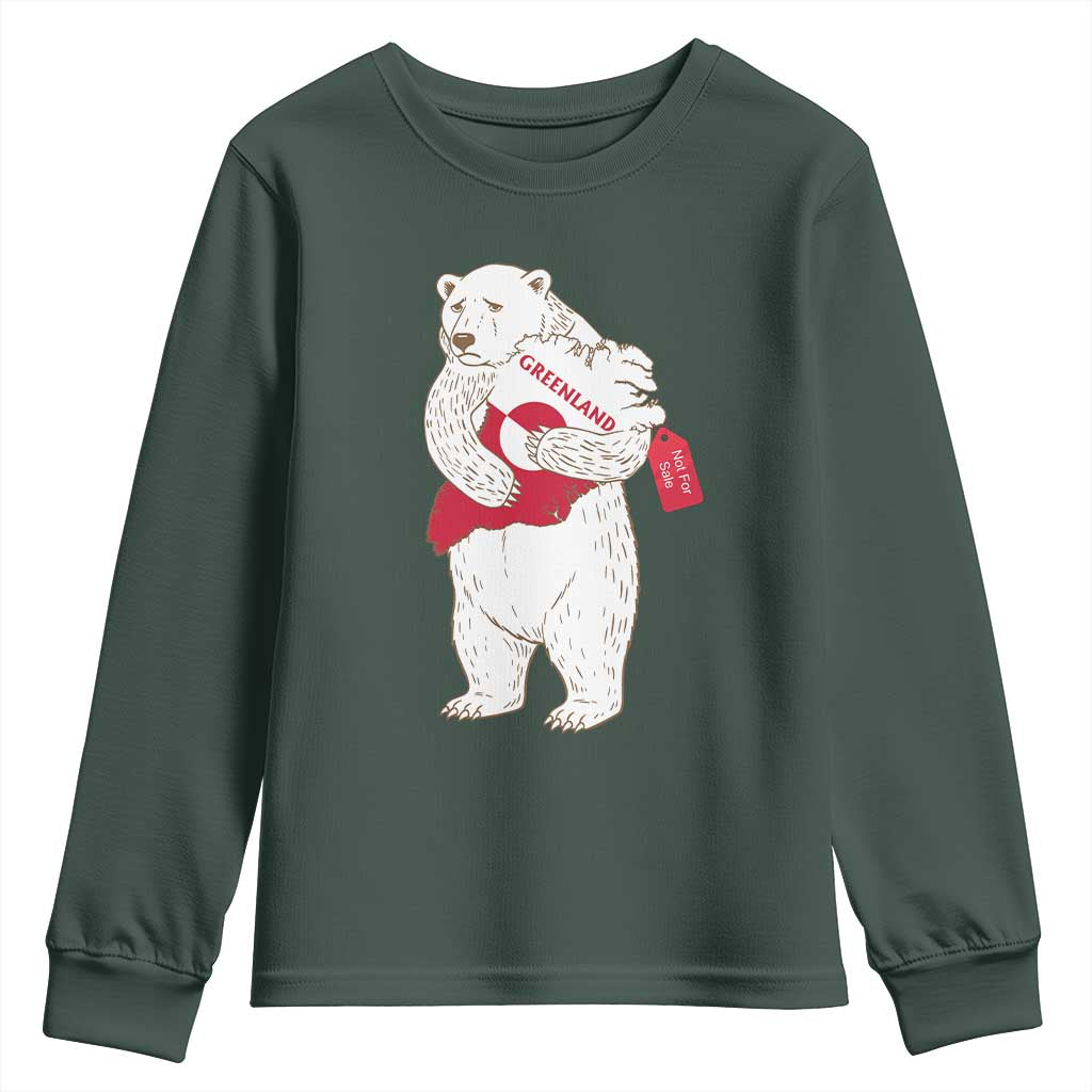 Greenland Is Not For Sale Youth Sweatshirt Greenland Bear Hug TS11 Dark Forest Green Print Your Wear