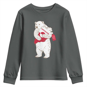 Greenland Is Not For Sale Youth Sweatshirt Greenland Bear Hug TS11 Dark Heather Print Your Wear