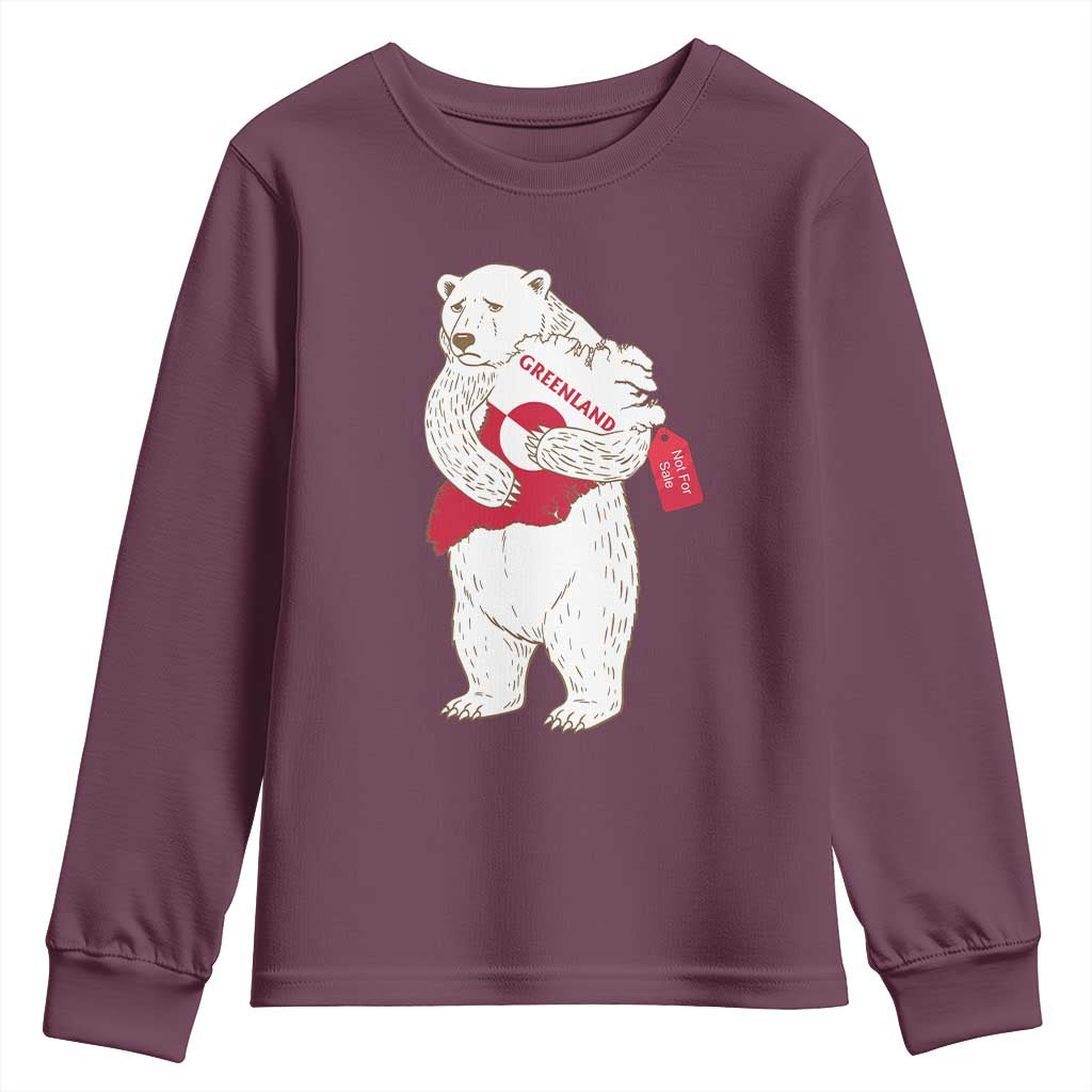 Greenland Is Not For Sale Youth Sweatshirt Greenland Bear Hug TS11 Maroon Print Your Wear