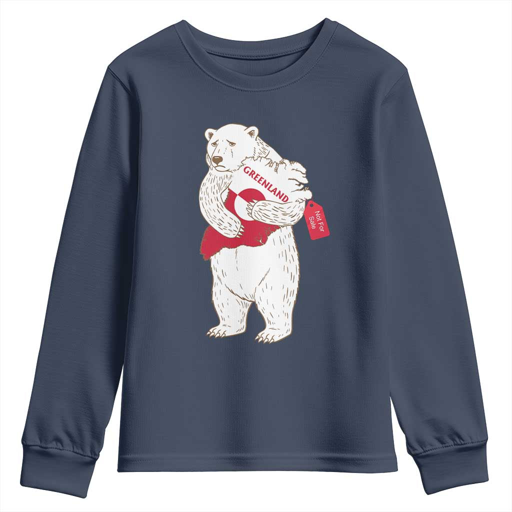 Greenland Is Not For Sale Youth Sweatshirt Greenland Bear Hug TS11 Navy Print Your Wear
