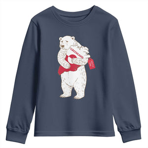 Greenland Is Not For Sale Youth Sweatshirt Greenland Bear Hug TS11 Navy Print Your Wear