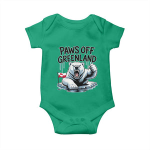 Paws Off Greenland Baby Onesie Resist Polar Bear Political Satire TS11 Irish Green Print Your Wear