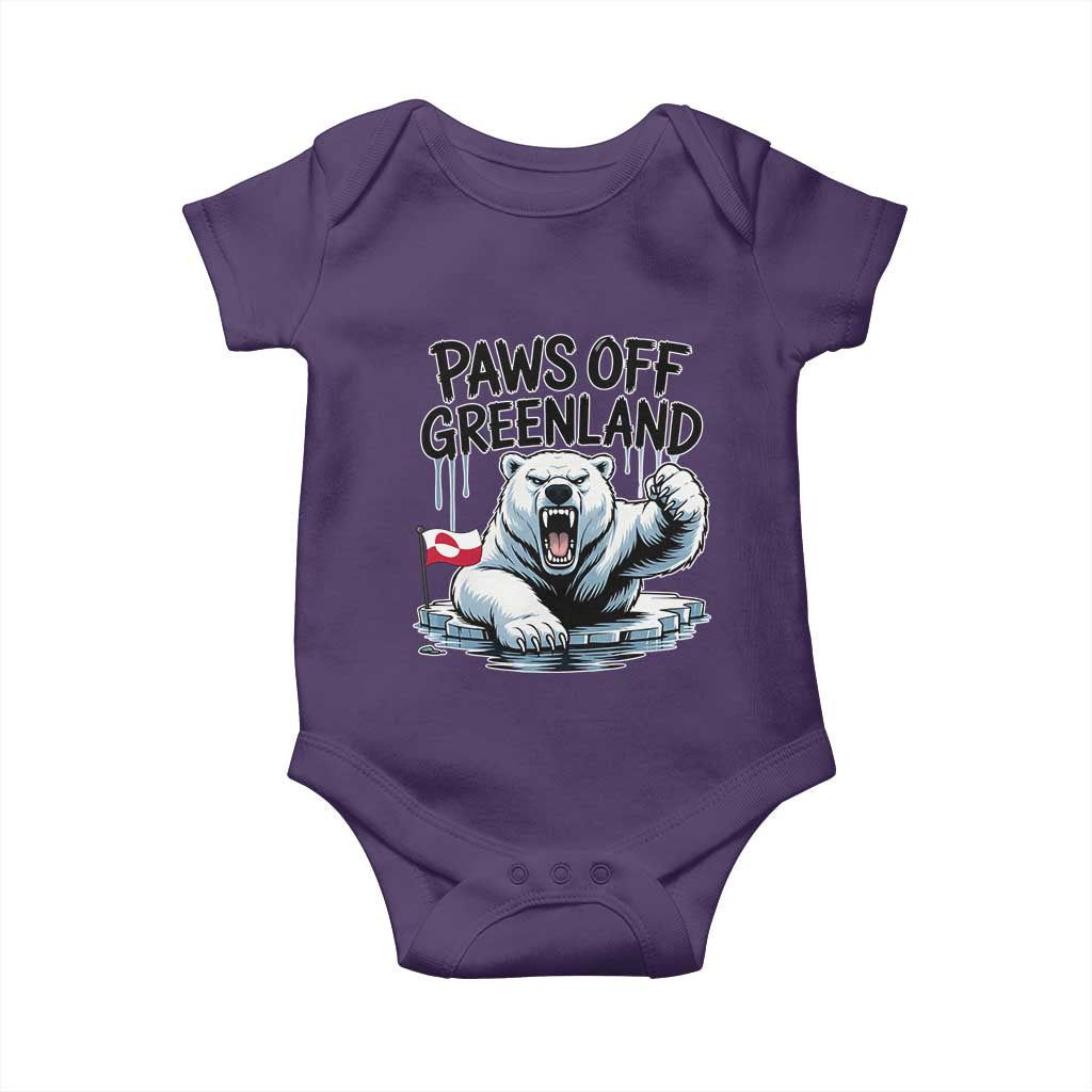 Paws Off Greenland Baby Onesie Resist Polar Bear Political Satire TS11 Purple Print Your Wear