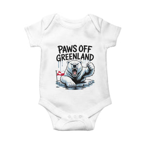 Paws Off Greenland Baby Onesie Resist Polar Bear Political Satire TS11 White Print Your Wear