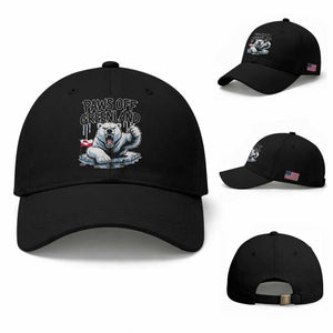 Paws Off Greenland Baseball Cap Resist Polar Bear Political Satire TS11 Baseball Cap Universal Fit Black Print Your Wear