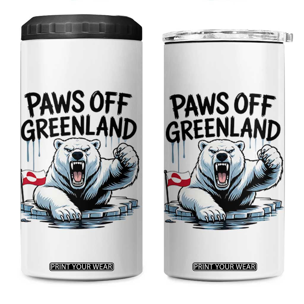 Paws Off Greenland 4 in 1 Can Cooler Tumbler Resist Polar Bear Political Satire TS11 One Size: 16 oz White Print Your Wear