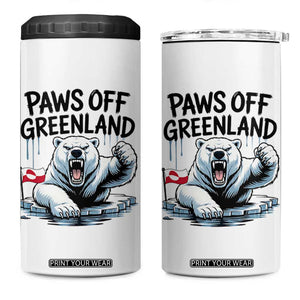 Paws Off Greenland 4 in 1 Can Cooler Tumbler Resist Polar Bear Political Satire TS11 One Size: 16 oz White Print Your Wear
