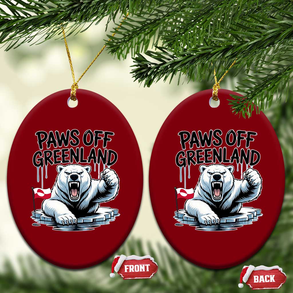 Paws Off Greenland Ceramic Ornament Resist Polar Bear Political Satire TS11 Print Your Wear