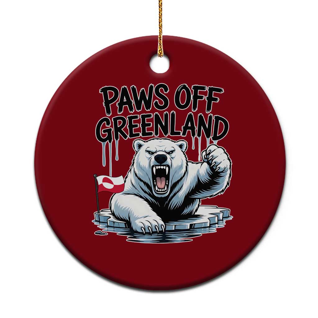 Paws Off Greenland Ceramic Ornament Resist Polar Bear Political Satire TS11 1pc Red Print Your Wear