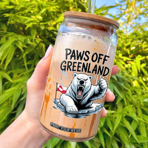 Paws Off Greenland Glass Can Resist Polar Bear Political Satire TS11 White Print Your Wear