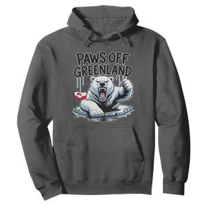 Paws Off Greenland Hoodie Resist Polar Bear Political Satire TS11 Dark Heather Print Your Wear