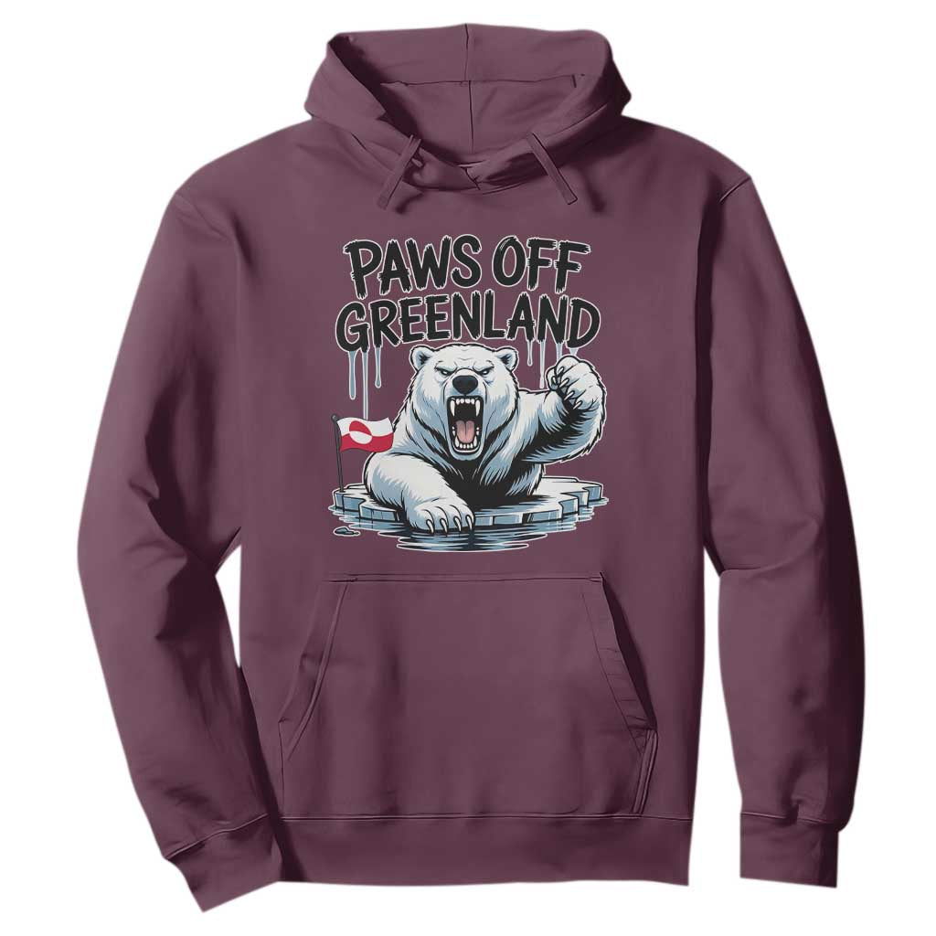 Paws Off Greenland Hoodie Resist Polar Bear Political Satire TS11 Maroon Print Your Wear