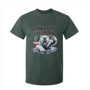 Paws Off Greenland T Shirt For Kid Resist Polar Bear Political Satire TS11 Dark Forest Green Print Your Wear