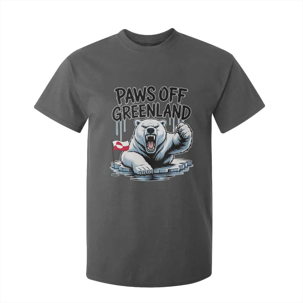 Paws Off Greenland T Shirt For Kid Resist Polar Bear Political Satire TS11 Dark Heather Print Your Wear