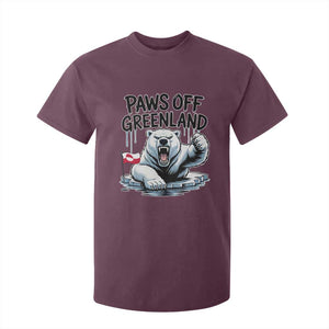 Paws Off Greenland T Shirt For Kid Resist Polar Bear Political Satire TS11 Maroon Print Your Wear