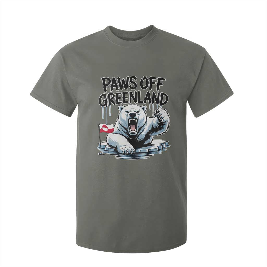 Paws Off Greenland T Shirt For Kid Resist Polar Bear Political Satire TS11 Military Green Print Your Wear