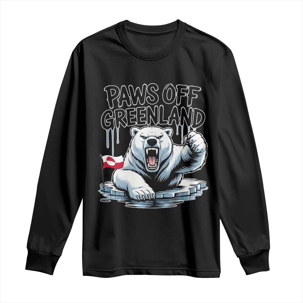 Paws Off Greenland Long Sleeve Shirt Resist Polar Bear Political Satire TS11 Black Print Your Wear