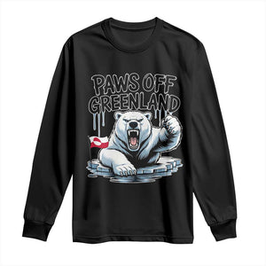 Paws Off Greenland Long Sleeve Shirt Resist Polar Bear Political Satire TS11 Black Print Your Wear