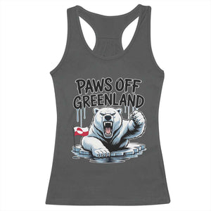 Paws Off Greenland Racerback Tank Top Resist Polar Bear Political Satire TS11 Dark Heather Print Your Wear