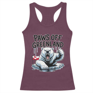 Paws Off Greenland Racerback Tank Top Resist Polar Bear Political Satire TS11 Maroon Print Your Wear