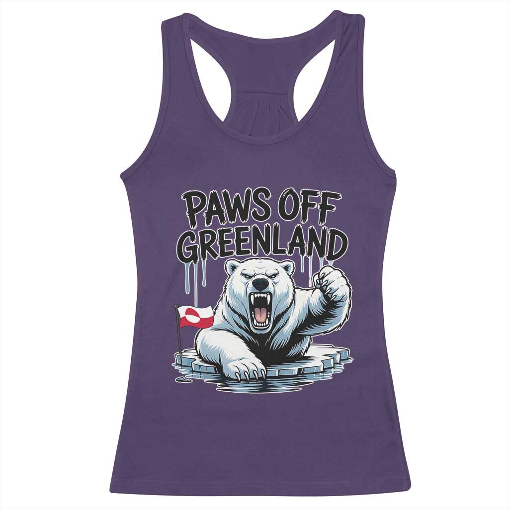Paws Off Greenland Racerback Tank Top Resist Polar Bear Political Satire TS11 Purple Print Your Wear