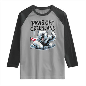 Paws Off Greenland Raglan Shirt Resist Polar Bear Political Satire TS11 Sport Gray Black Print Your Wear
