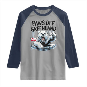Paws Off Greenland Raglan Shirt Resist Polar Bear Political Satire TS11 Sport Gray Navy Print Your Wear
