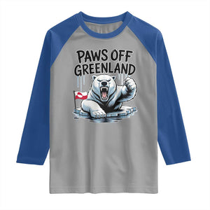 Paws Off Greenland Raglan Shirt Resist Polar Bear Political Satire TS11 Sport Gray Royal Print Your Wear