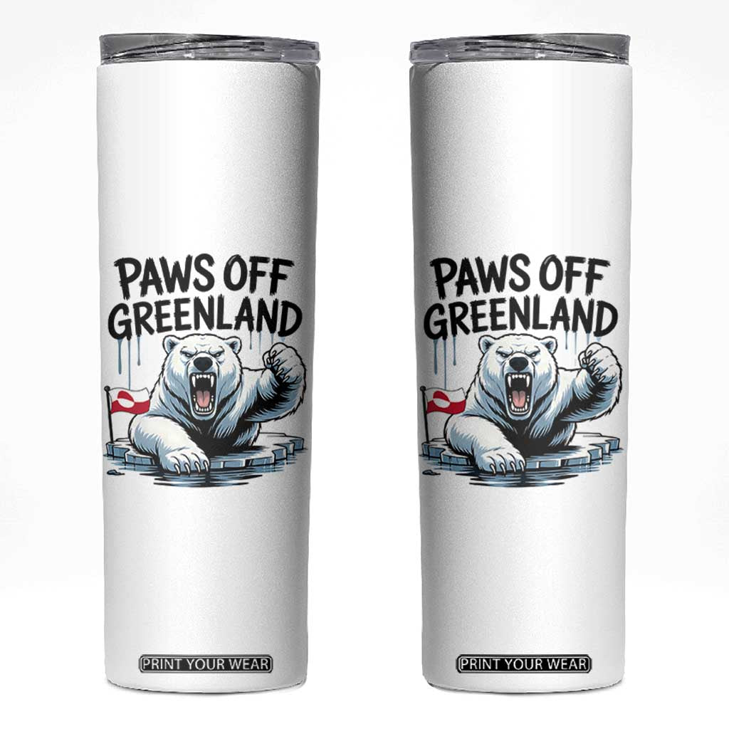 Paws Off Greenland Skinny Tumbler Resist Polar Bear Political Satire TS11 White Print Your Wear