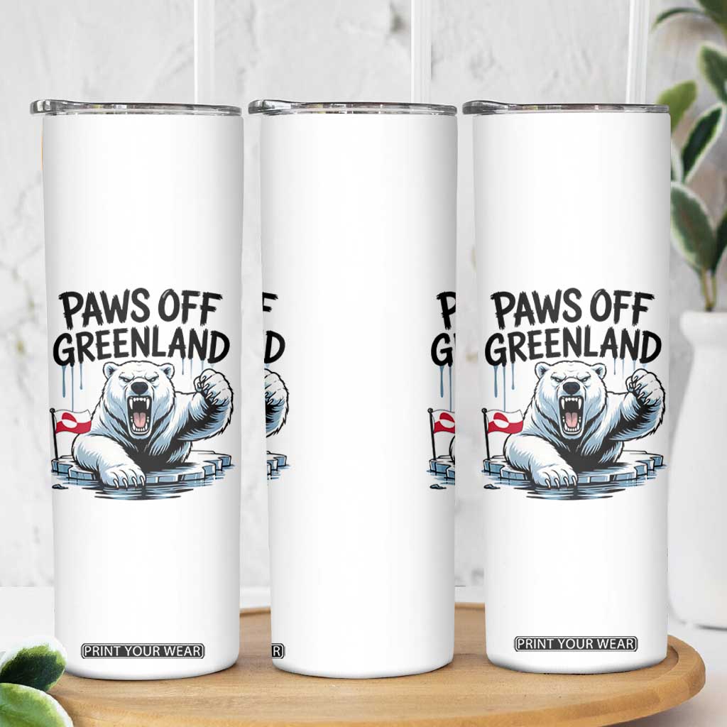 Paws Off Greenland Skinny Tumbler Resist Polar Bear Political Satire TS11 Print Your Wear
