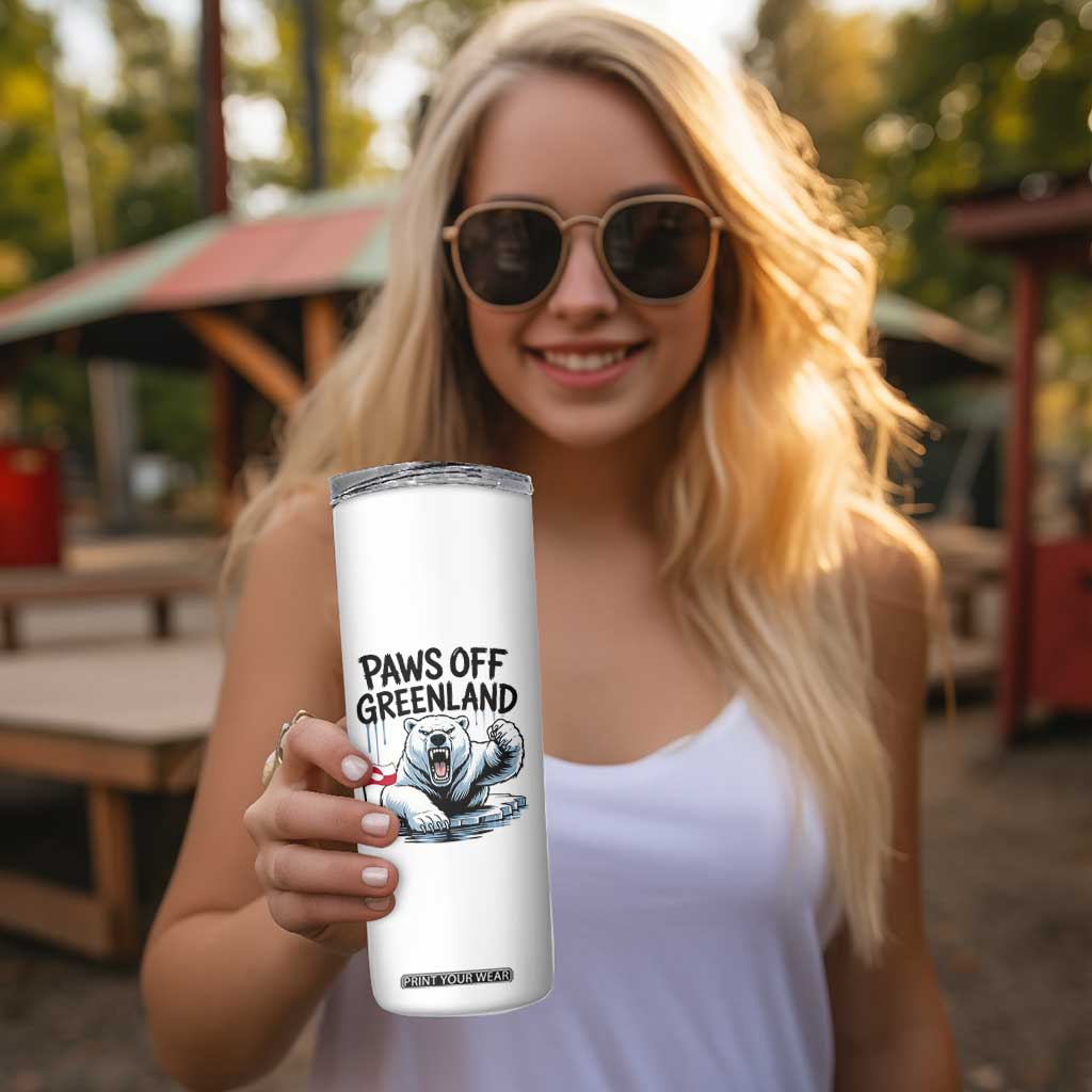 Paws Off Greenland Skinny Tumbler Resist Polar Bear Political Satire TS11 Print Your Wear