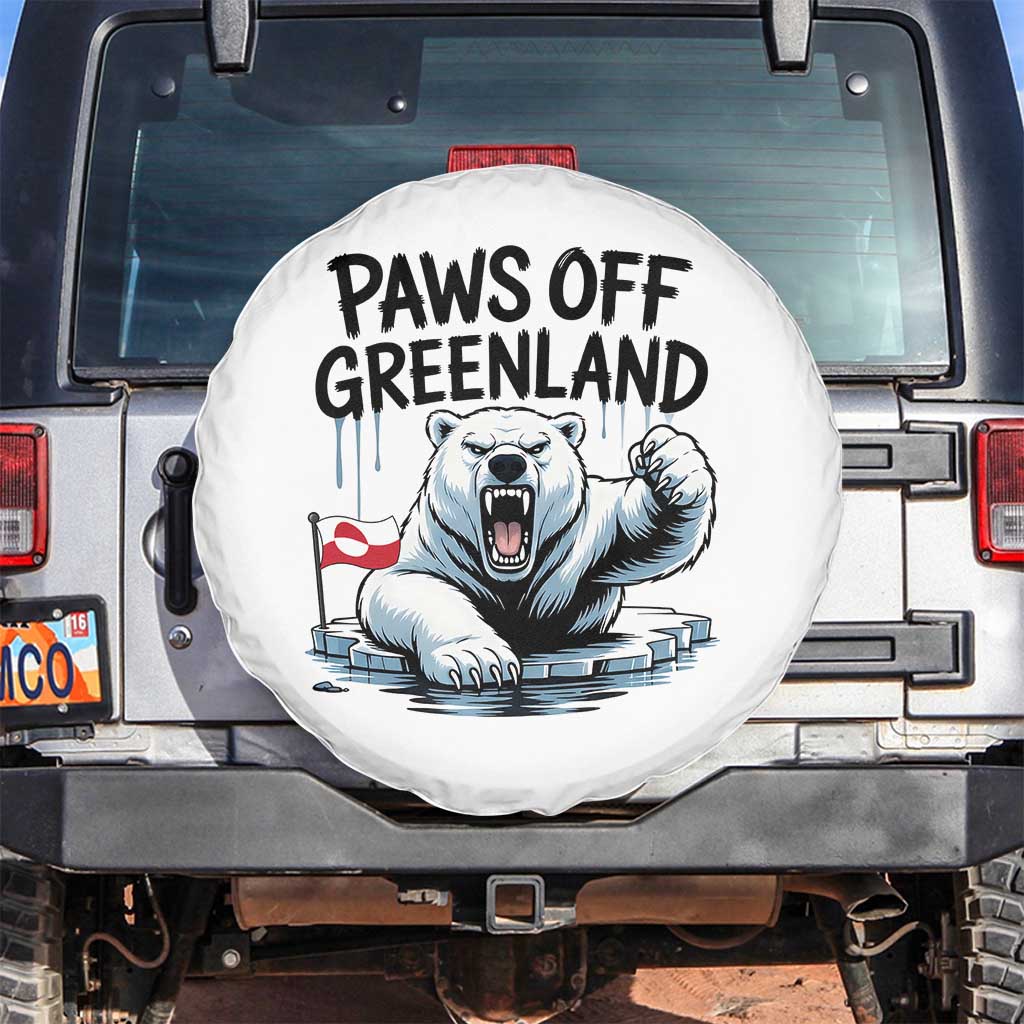 Paws Off Greenland Spare Tire Cover Resist Polar Bear Political Satire TS11 No hole White Print Your Wear