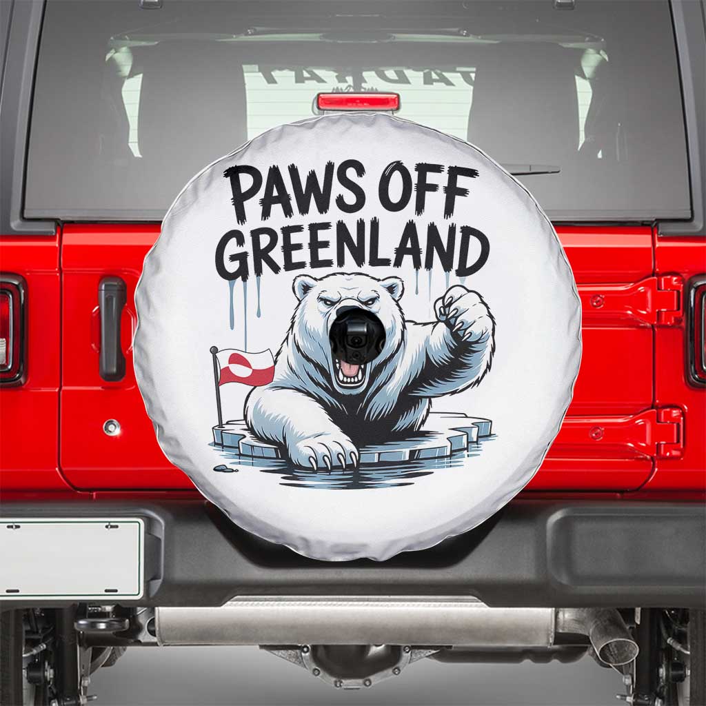 Paws Off Greenland Spare Tire Cover Resist Polar Bear Political Satire TS11 White Print Your Wear
