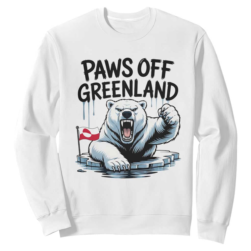 Paws Off Greenland Sweatshirt Resist Polar Bear Political Satire TS11 White Print Your Wear