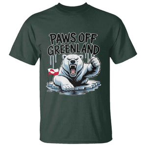 Paws Off Greenland T Shirt Resist Polar Bear Political Satire TS11 Dark Forest Green Print Your Wear