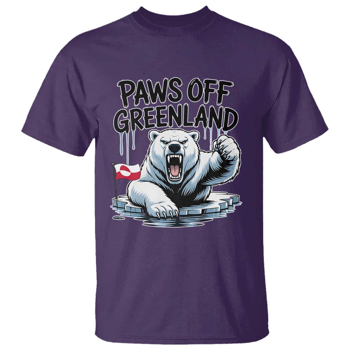 Paws Off Greenland T Shirt Resist Polar Bear Political Satire TS11 Purple Print Your Wear