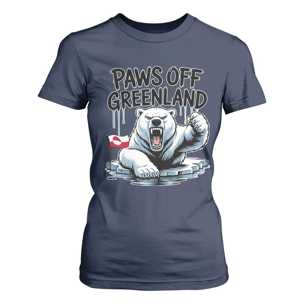 Paws Off Greenland T Shirt For Women Resist Polar Bear Political Satire TS11 Navy Print Your Wear