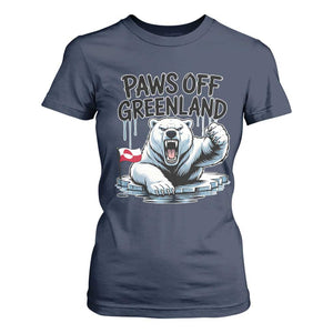 Paws Off Greenland T Shirt For Women Resist Polar Bear Political Satire TS11 Navy Print Your Wear