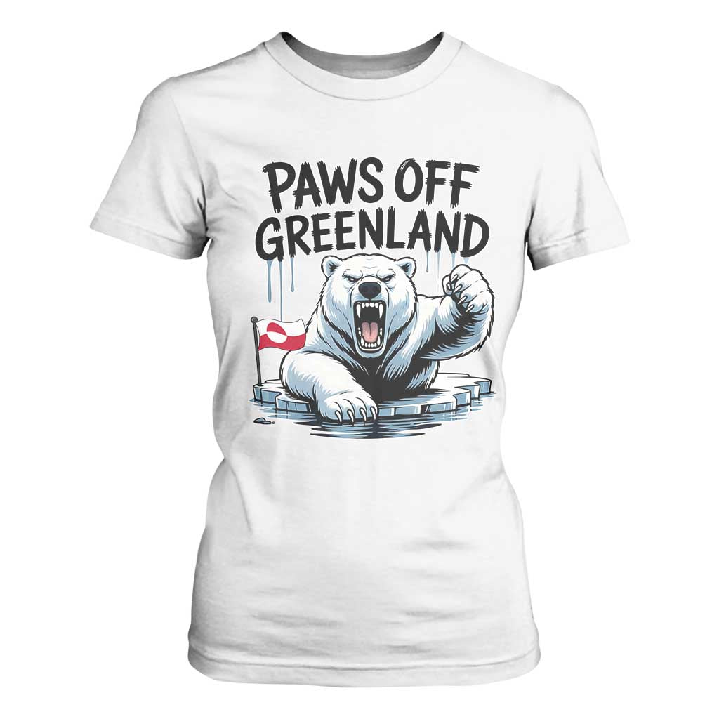 Paws Off Greenland T Shirt For Women Resist Polar Bear Political Satire TS11 White Print Your Wear