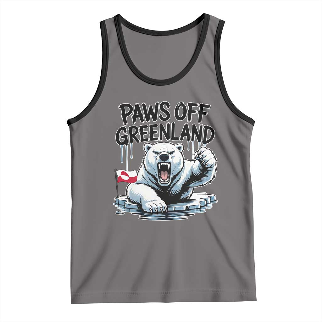 Paws Off Greenland Tank Top Resist Polar Bear Political Satire TS11 Deep Heather Black Print Your Wear