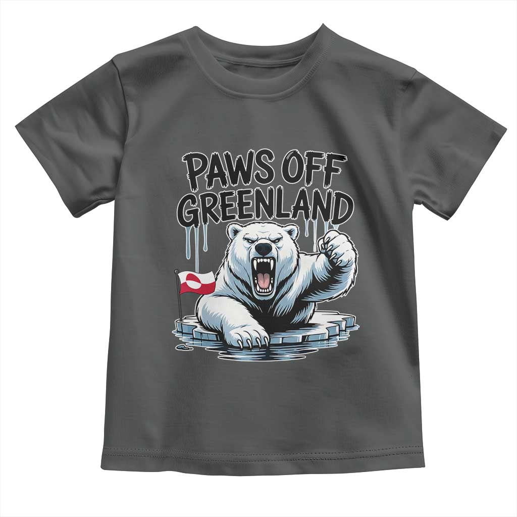 Paws Off Greenland Toddler T Shirt Resist Polar Bear Political Satire TS11 Dark Heather Print Your Wear