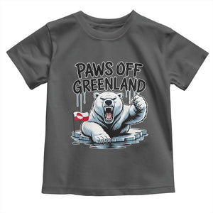 Paws Off Greenland Toddler T Shirt Resist Polar Bear Political Satire TS11 Dark Heather Print Your Wear