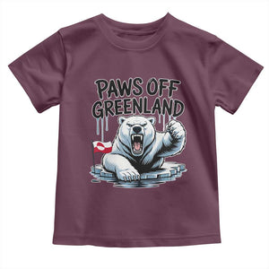 Paws Off Greenland Toddler T Shirt Resist Polar Bear Political Satire TS11 Maroon Print Your Wear