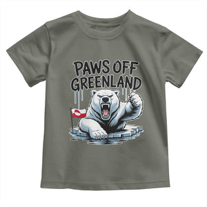 Paws Off Greenland Toddler T Shirt Resist Polar Bear Political Satire TS11 Military Green Print Your Wear