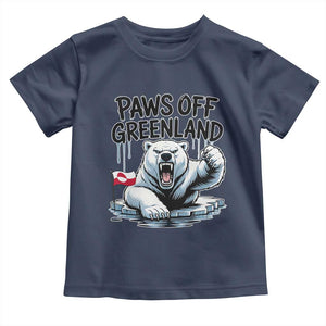 Paws Off Greenland Toddler T Shirt Resist Polar Bear Political Satire TS11 Navy Print Your Wear